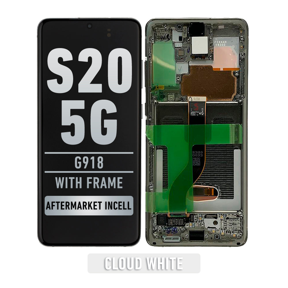 Samsung Galaxy S20 5G Pantalla Con Bisel (Compatible For All Carriers Except Verizon 5G UW Model) (InCell) (Cloud White)