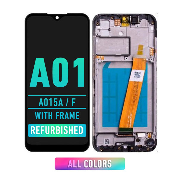 Samsung Galaxy A01 (A015A/F) Pantalla Con Bisel (MICRO USB / Conector FPC Estrecho) (Reacondicionada) 144.2 (Todos Los Colores)