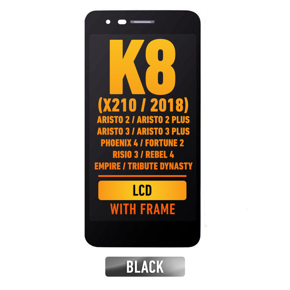 LG K8 (X210 / 2018) / Aristo 2 / Aristo 2 Plus / Aristo 3 / Aristo 3 Plus / X220 / Phoenix 4 / Tribute Dynasty / Empire / FORTUNE 2 / RISIO 3 / REBEL 4 Pantalla Con Bisel (ORIGINAL) (Negro)